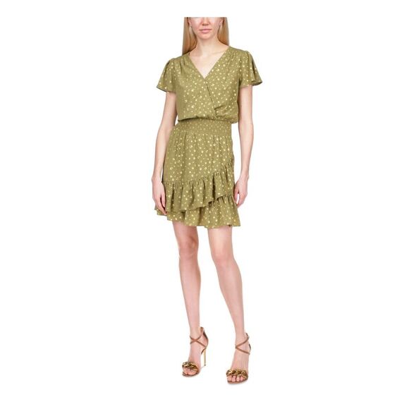 MICHAEL MICHAEL KORS Dresses & Skirts - MICHAEL MICHAEL KORS Womens Green Short Sleeve Tulip Dress Petites P\L
